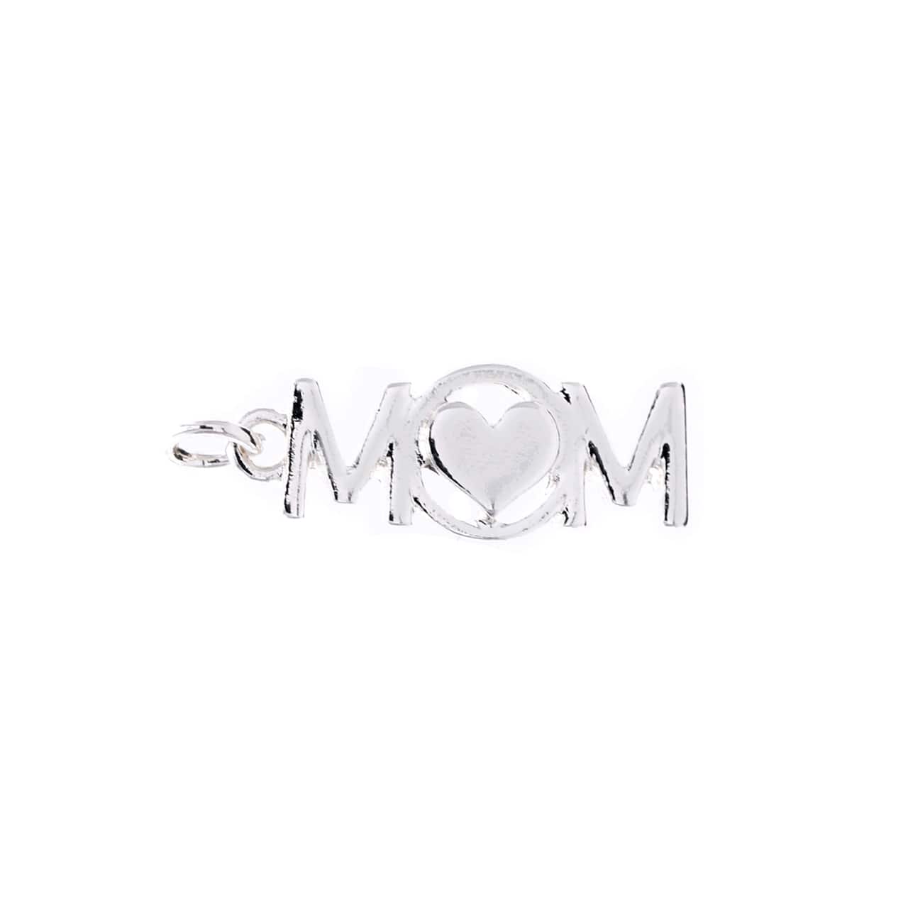 12 Pack: Charmalong™ Silver Mom Charm by Bead Landing™